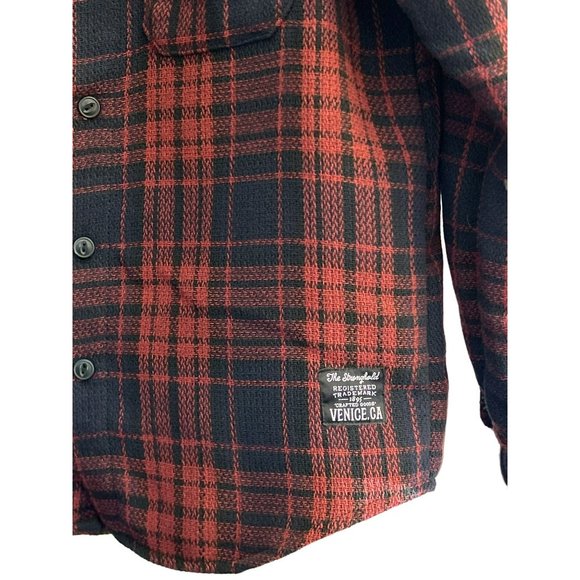 The Stronghold Los Angeles Men's Red Plaid Shacket Size Small Button Up - Picture 2 of 5
